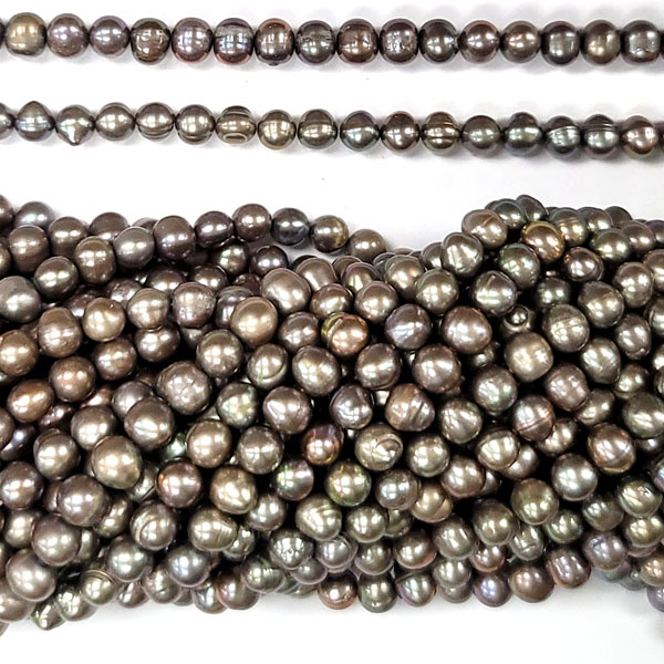 FRESHWATER PEARL POTATO 6-8MM LIGHT BROWN